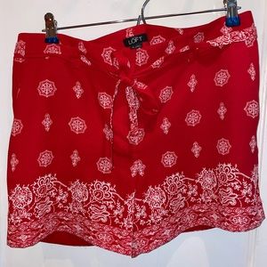 Loft- Ann Taylor Red Print Shorts